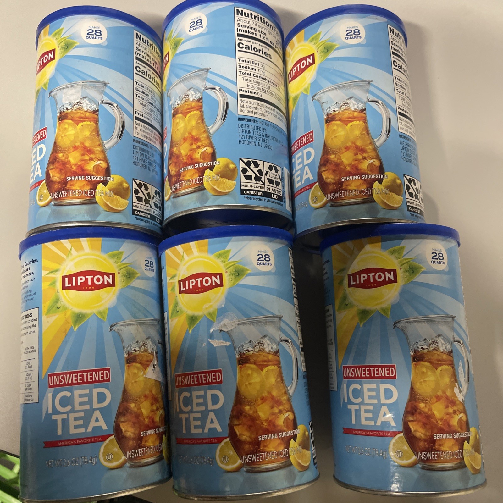 6x Lipton Unsweetened Black Tea Iced Tea Mix, 28 Quarts (168 Ttl)