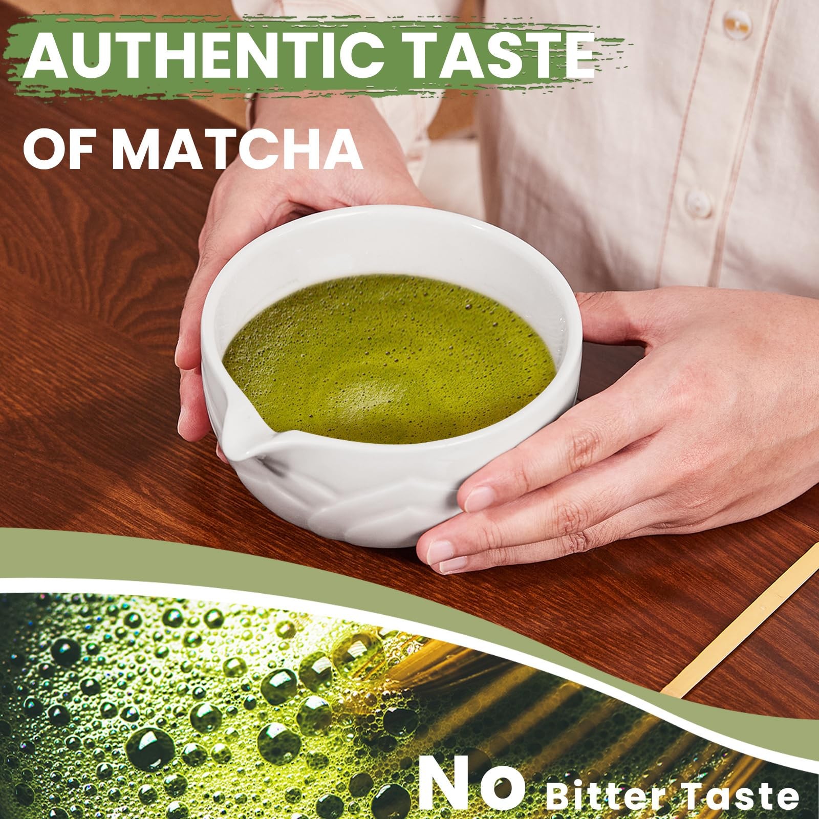 Matcha Whisk Set 6 Pcs – Includes Bowl, Whisk, Sifter, Scoop & Spoon for Tea