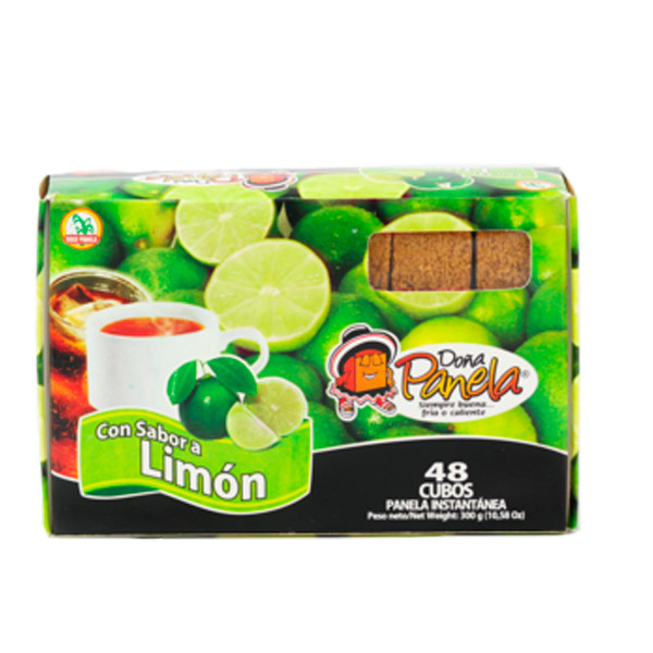 Colombian Instant Panela Doña Panela Lemon Flavor x 300gr x 48 Cubes. Aromatica