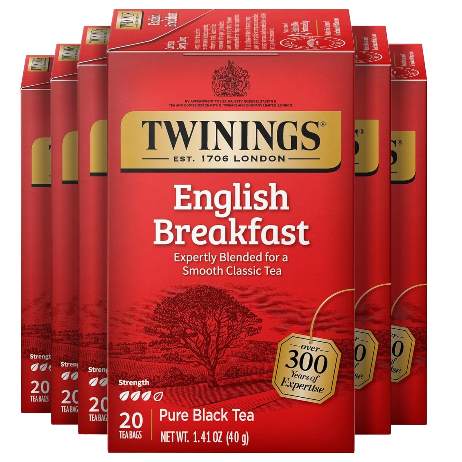 Twinings English Breakfast Black Tea Individually Wrapped Bags 20 Ct Pack of 6