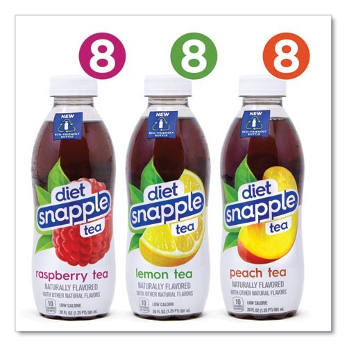 diet Snapple Ice Tea Variety Pack, Assorted Flavors, 20 oz Bottle, 24/Carton