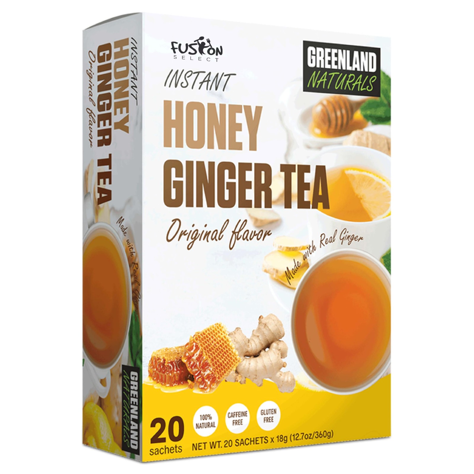 20 Sachets Original Ginger Honey Crystals Packets – Crystallized Ginger Tea w…