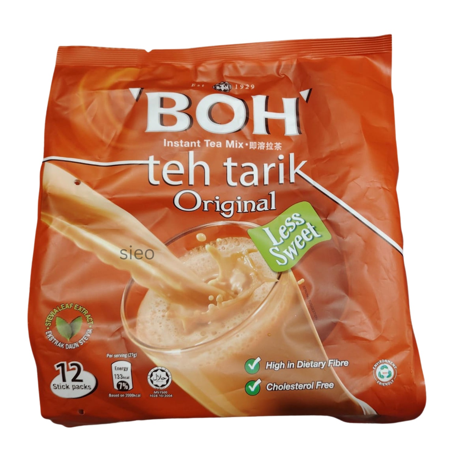 BOH Teh Tarik Original Less Sweet Instant Tea Mix 12 Stick 324g Halal Malaysia
