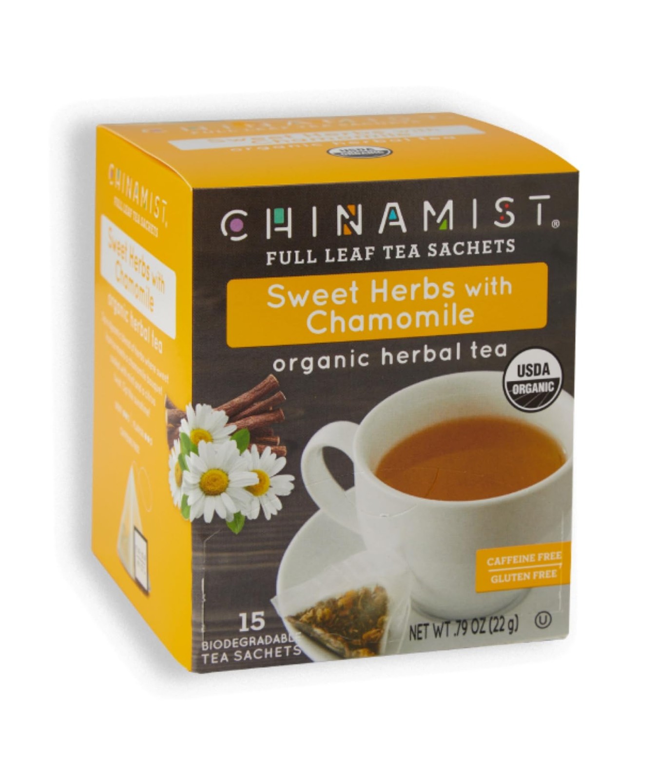 China Mist Organic Herbal Tea, Sweet Herbs with Chamomile, 15 Biodegradable T…