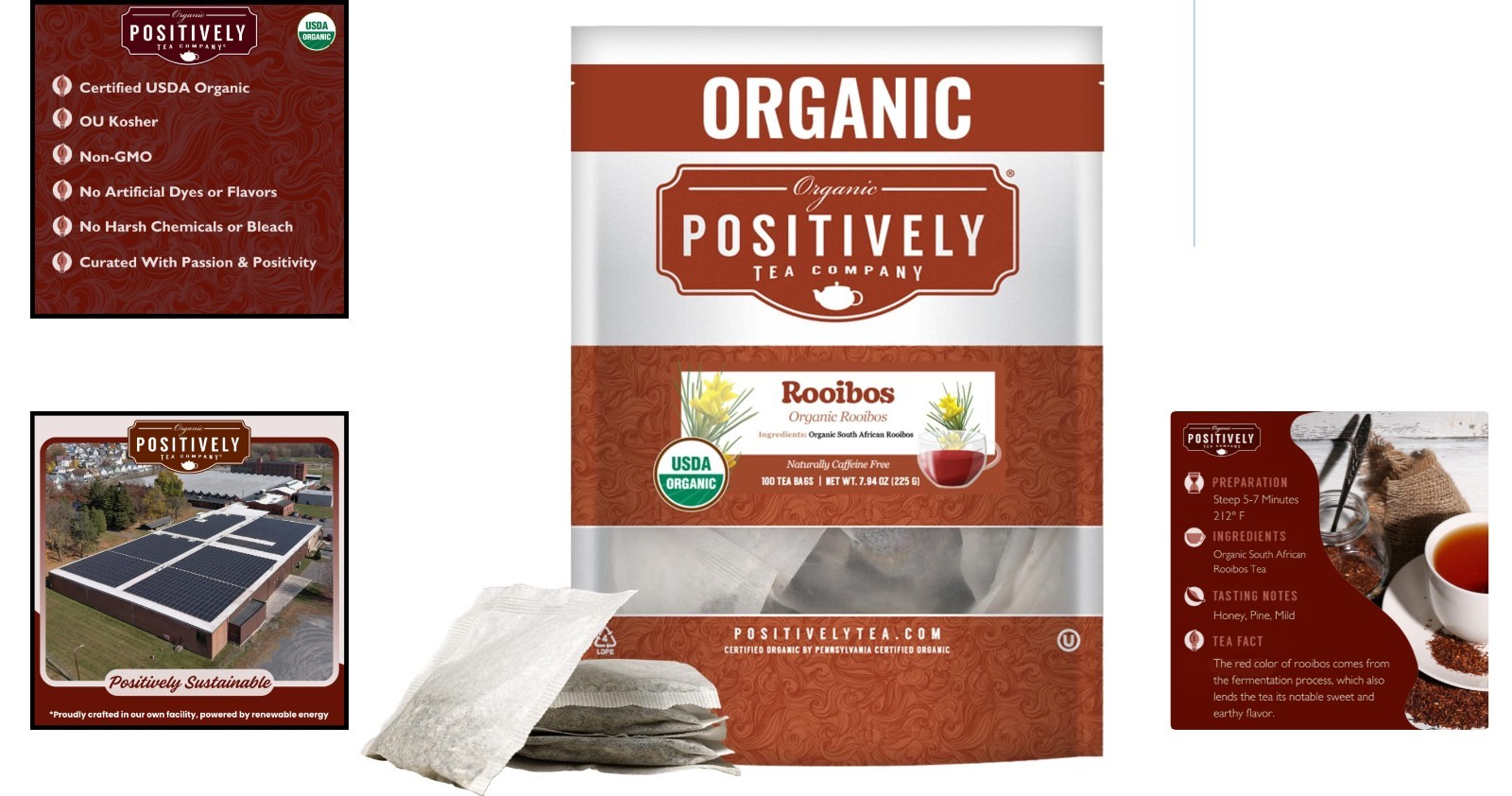 South African Rooibos Tea – 100 Count Eco-Friendly Bags, Sweet & Nutty Flavor