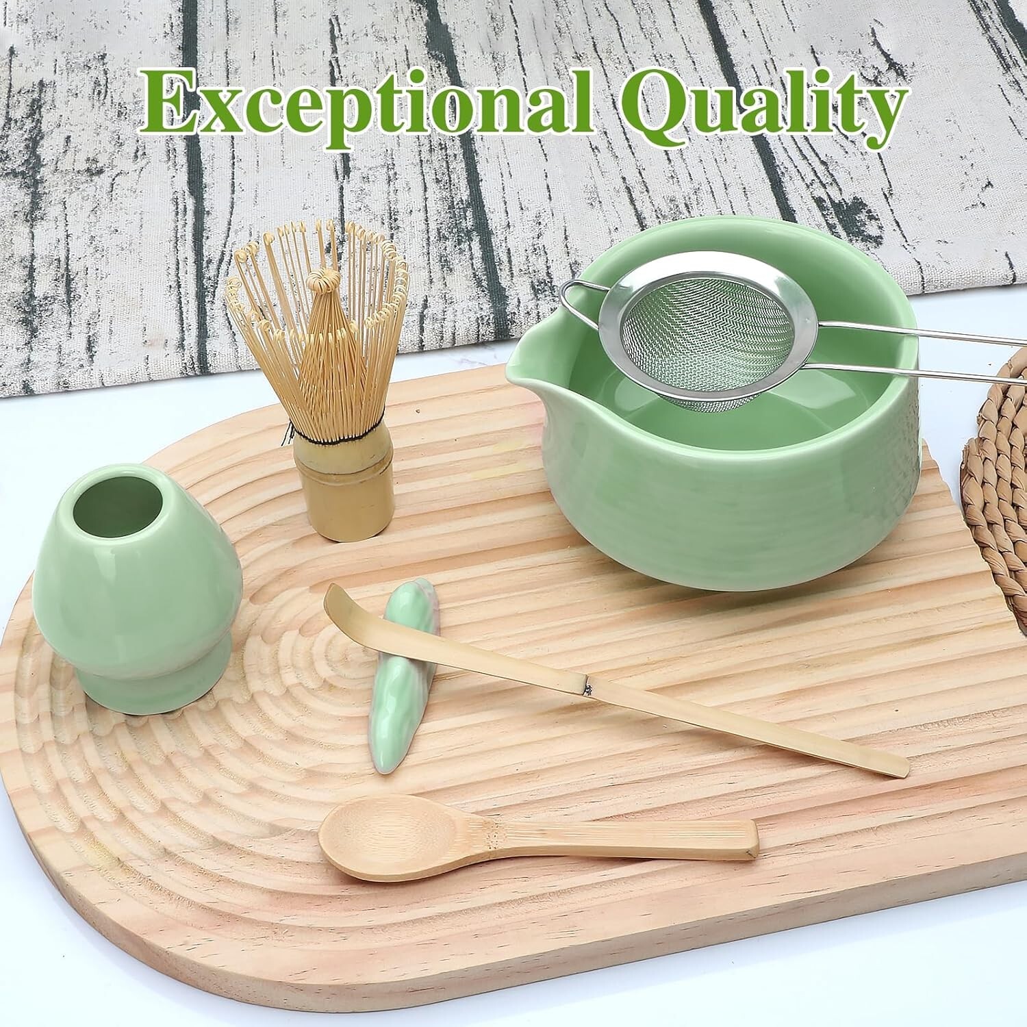 7pcs Green Matcha Whisk Set, Tea Making Tools, Matcha Kit Gift
