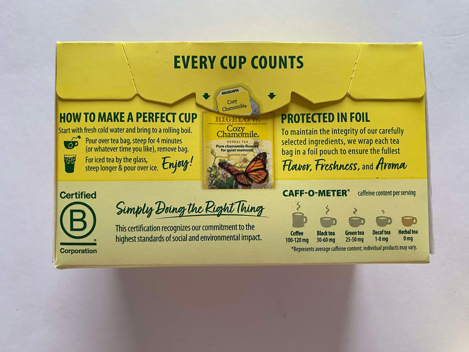 (Lot of 4 ) Bigelow Cozy Chamomile Herbal Tea ( 20 bags each box ) EXP:03/2027