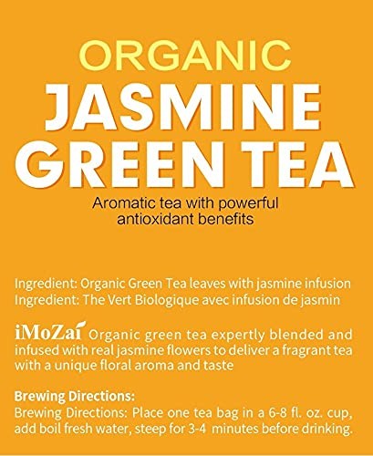 Organic Jasmine Green Tea Bags 100 Count Individually Wrapped | Lower Caffein…