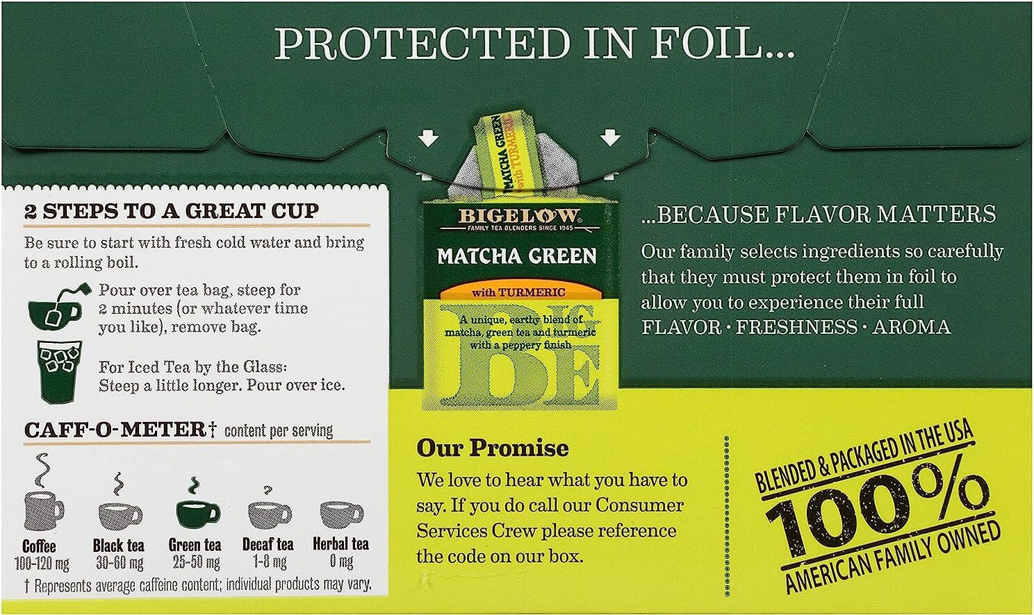 Bigelow Matcha Green Tea with Turmeric – 18 tea bags