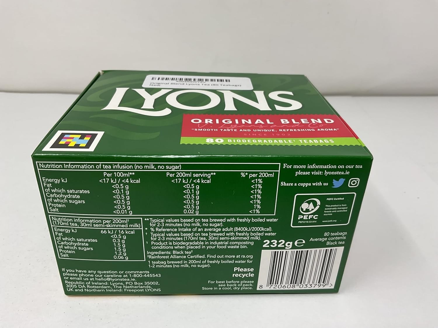 Original Blend Lyons Tea (80 Teabags)