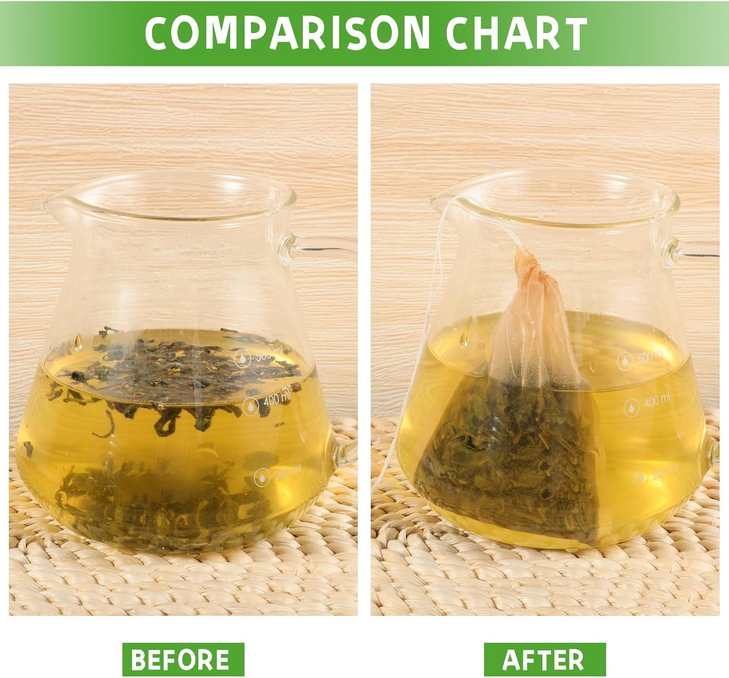 200 Pcs Loose Leaf Tea Bags, Disposable Tea Filter Bags with Drawstring Unbleach
