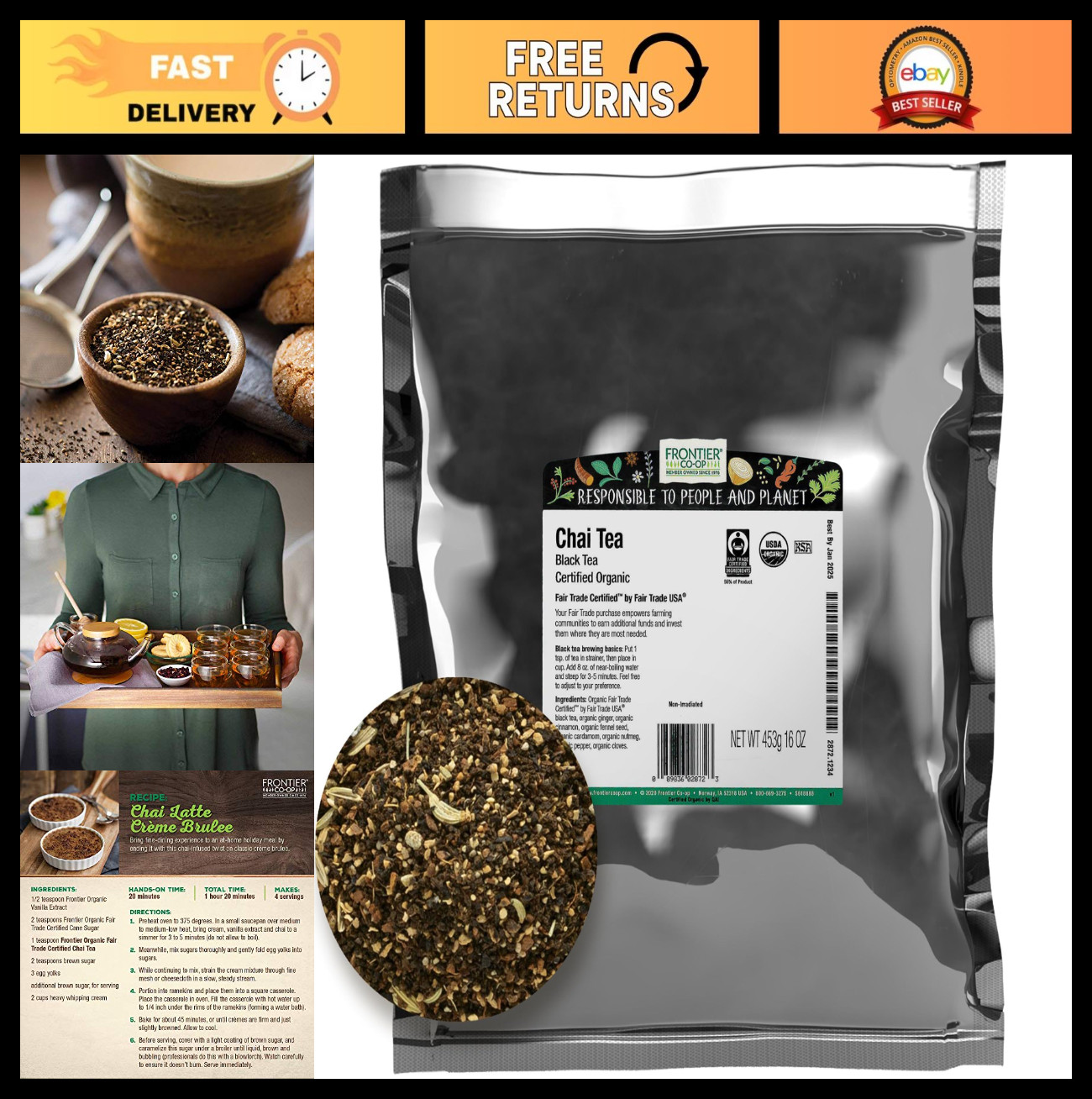 Organic Chai Tea – Fair Trade, Kosher, Non-Irradiated, 16 Oz – Premium Quality