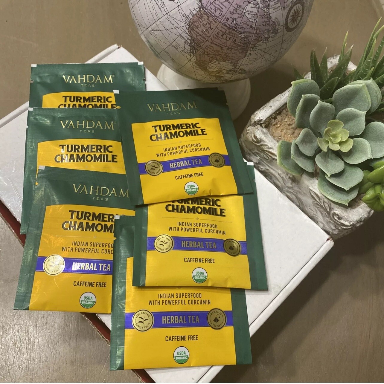 Vahdam Teas Tea Herbal Chamomile Bag 1.06 Oz (Pack Of 6) Caffeine Free
