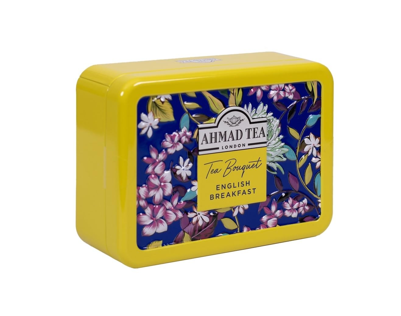 Floral Tea Tin Gift Yellow Caddy English Breakfast 10 Tea Bags Kitchen Cafe