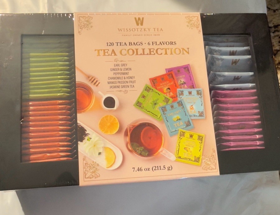 Wissotzky Tea Wooden Box 120 TEA BAGS • 6 FLAVORS TEA COLLECTION 7.46 oz