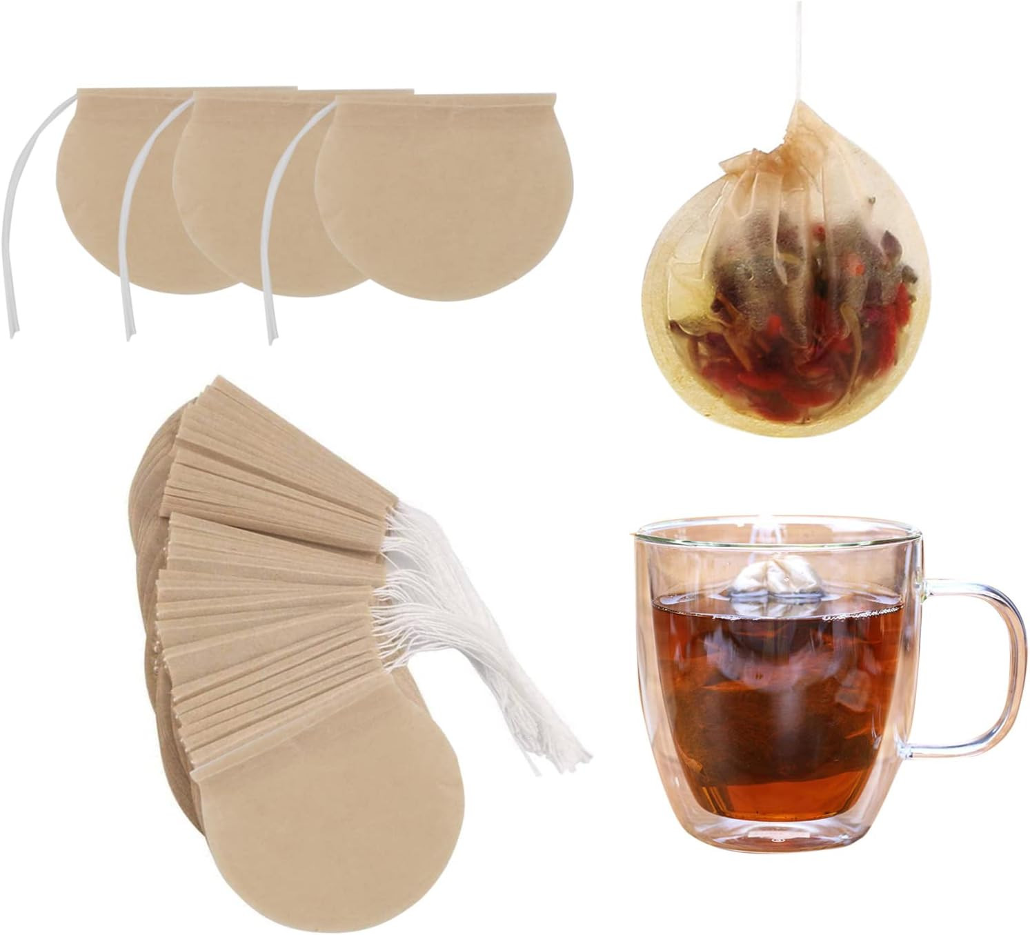 400Pcs Tea Bags for Loose Leaf Tea Empty Tea Bags Loose Leaf, Disposable round N