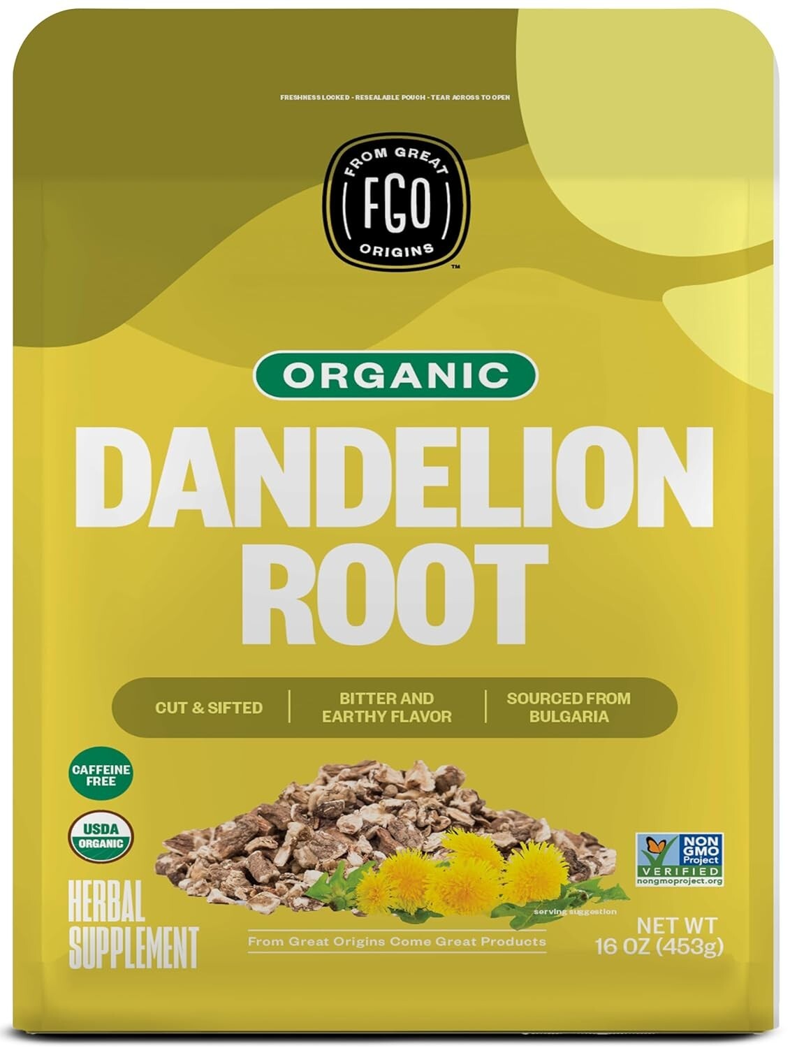 Healthy 16oz Organic Dandelion Root Tea from Bulgaria – Caffeine-Free Delight