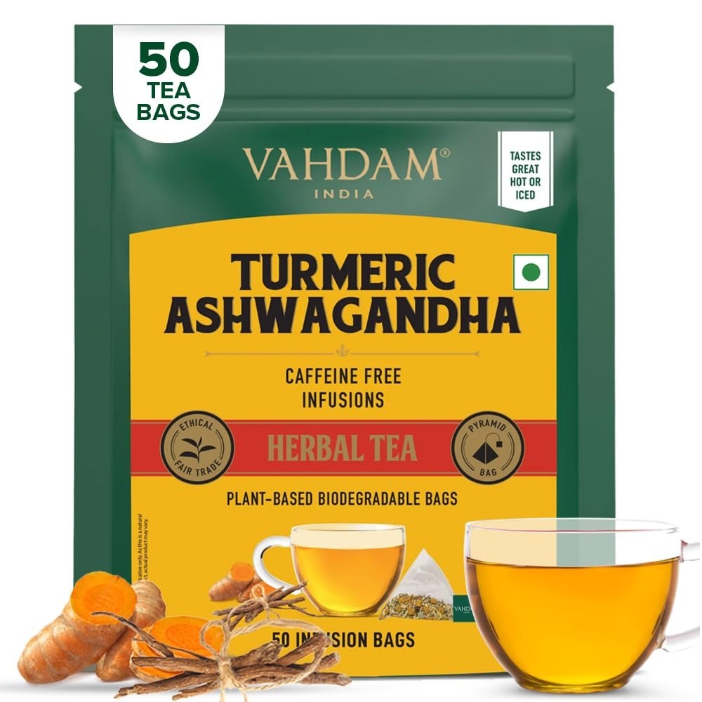 VAHDAM -Organic Turmeric Tea with Ashwagandha – 50 units FREE DELIVERY 7-10 DAYS
