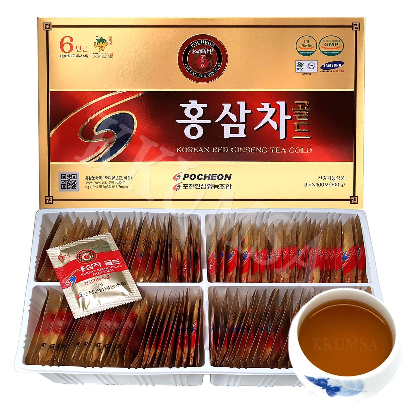 6 year Korean Red Ginseng Tea Gold 200T (3g x 100T x 2 box) Ginsenoside 6.7mg/g