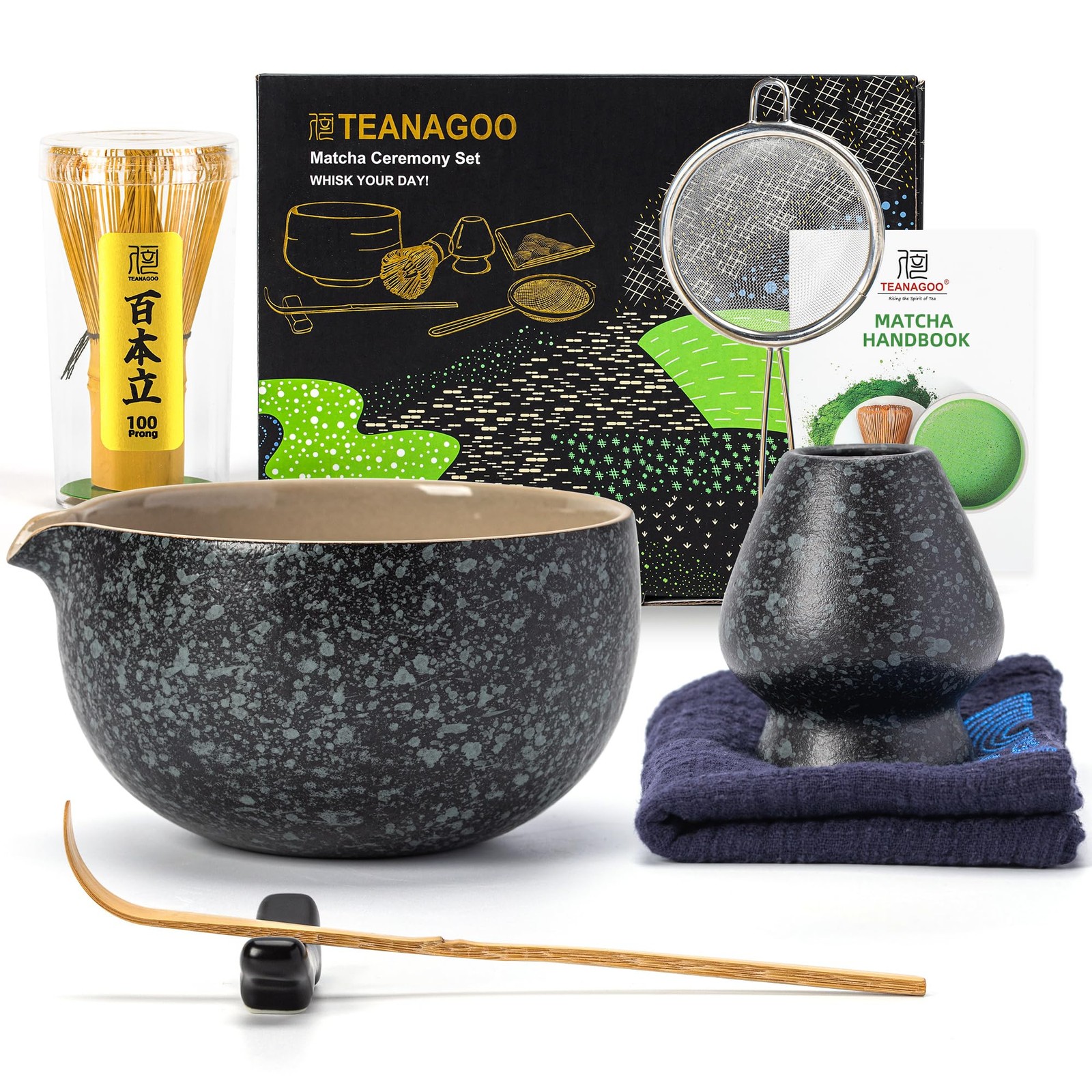 TEANAGOO Matcha Whisk Set Black,7 Pcs Matcha Set,Matcha Kit for Ceremony,Trad…