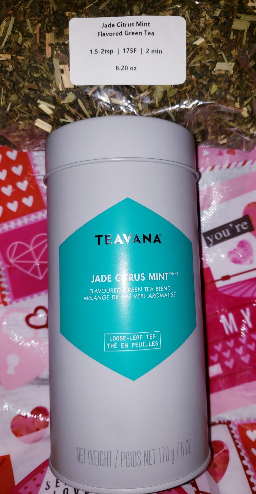 NEW! TEAVANA JADE CITRUS MINT 6 OZ FACTORY SEALED TEA BAG & TIN! MEDICINE BALL