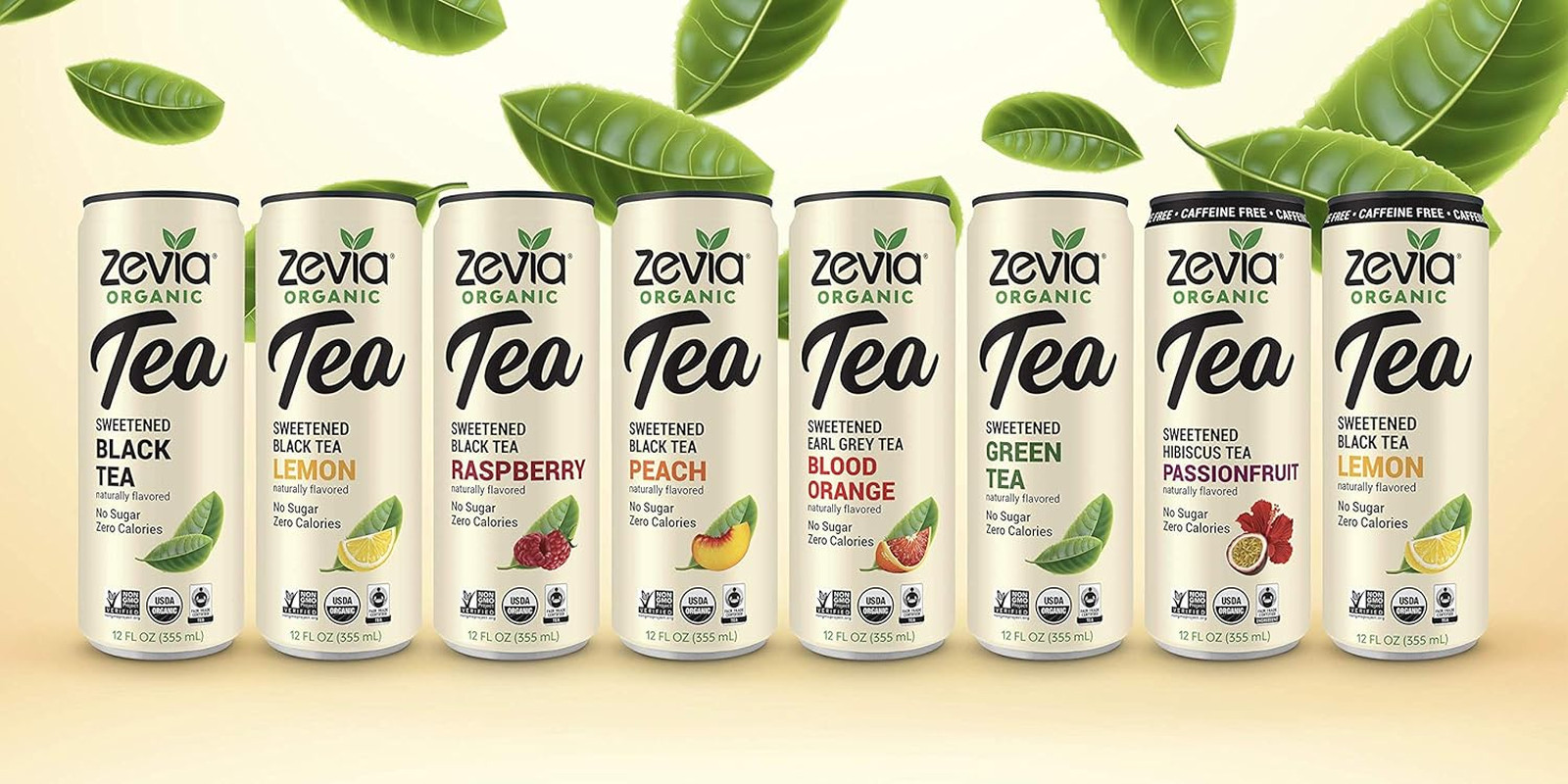 Zero Sugar Tea, Hibiscus Tea with Passionfruit Caffeine Free, 12 oz Cans (12-Pac
