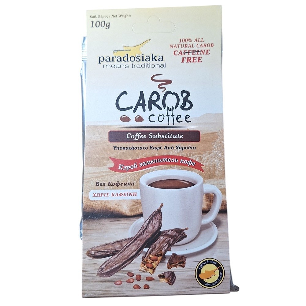Paradosiaka Carob Coffee Ground Substitute with Caffeine Free – 1 Pack of 100g