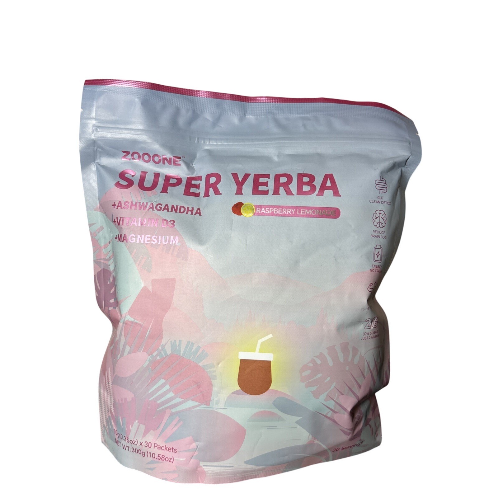 ZOOONE Super Yerba Mate Instant Powder – Raspberry Lemonade Flavor | 30 S