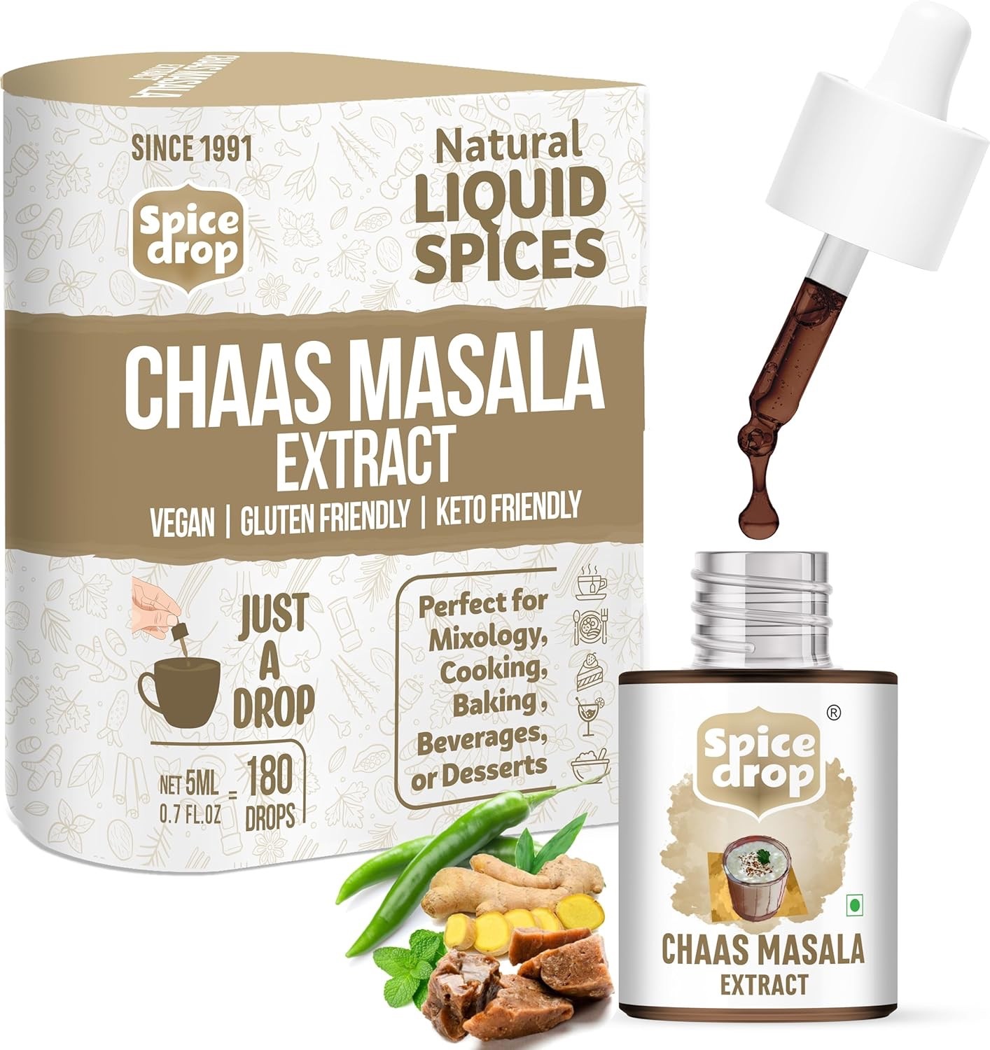 Spice Drop Chai Masala Tea Natural Herb Extract Authentic Flavor Color Food Vega