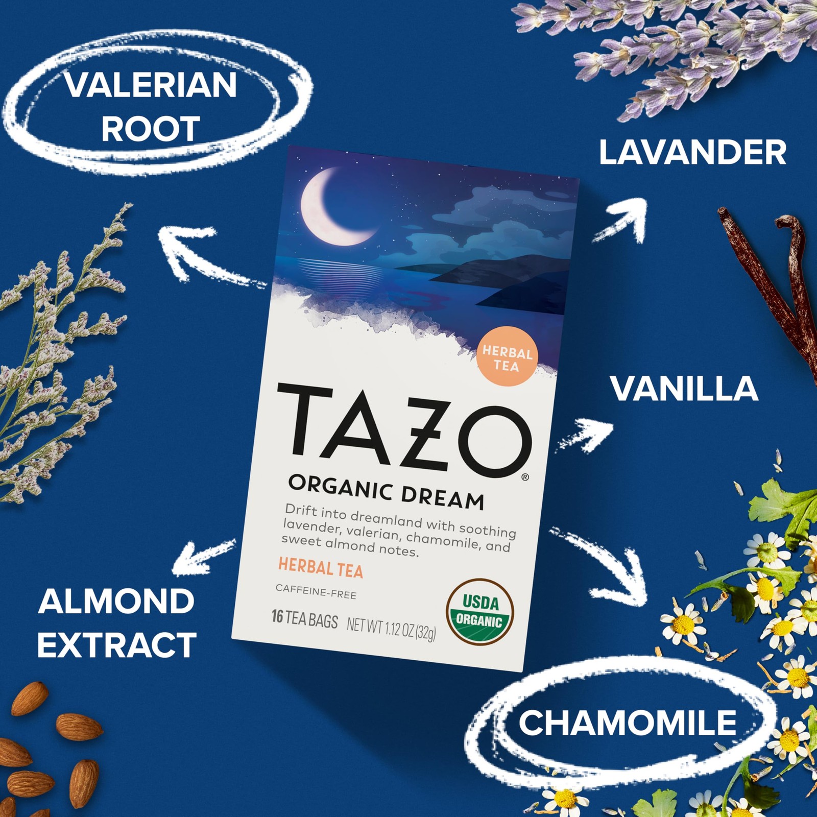 TAZO Organic DREAM Herbal Tea Bags, Caffeine-Free Bedtime Tea, Dream (96ct)