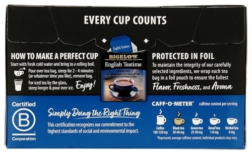 Bigelow English Teatime Decaffeinated Black Tea – 20 Per Box – (3) Boxes Total