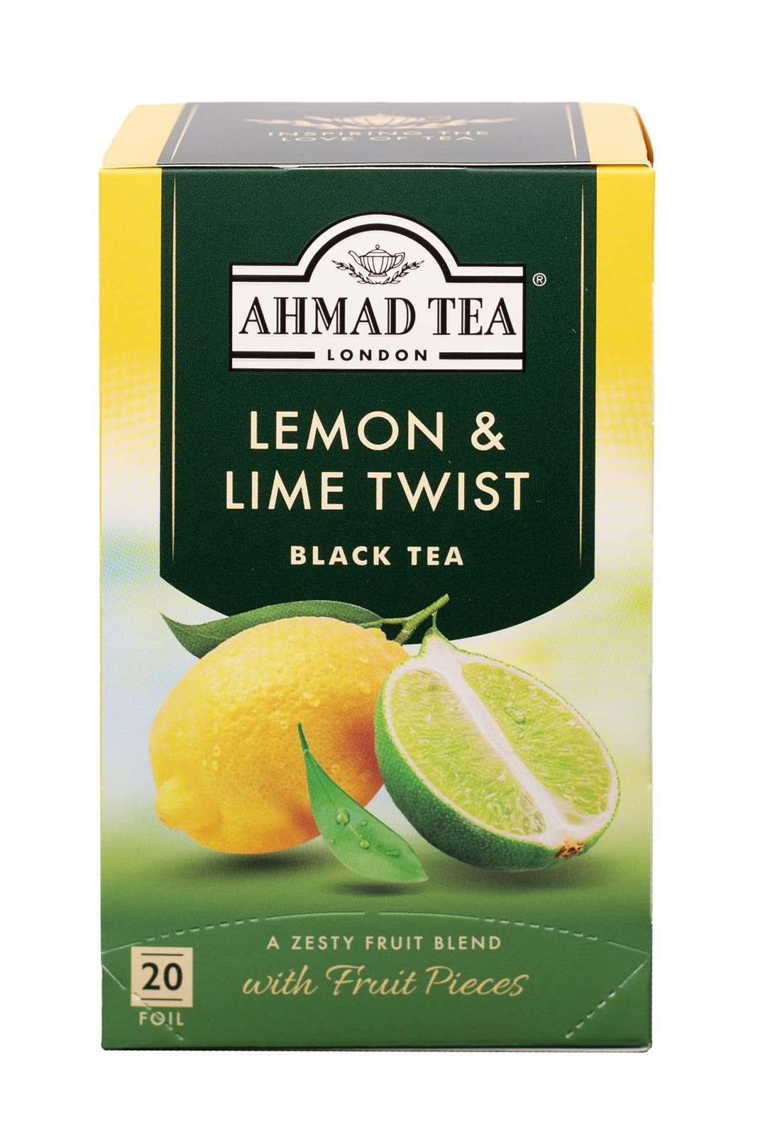 Ahmad Tea Lemon Lime Twist 20 Count Delicious Black Tea Bags Caffeine Free