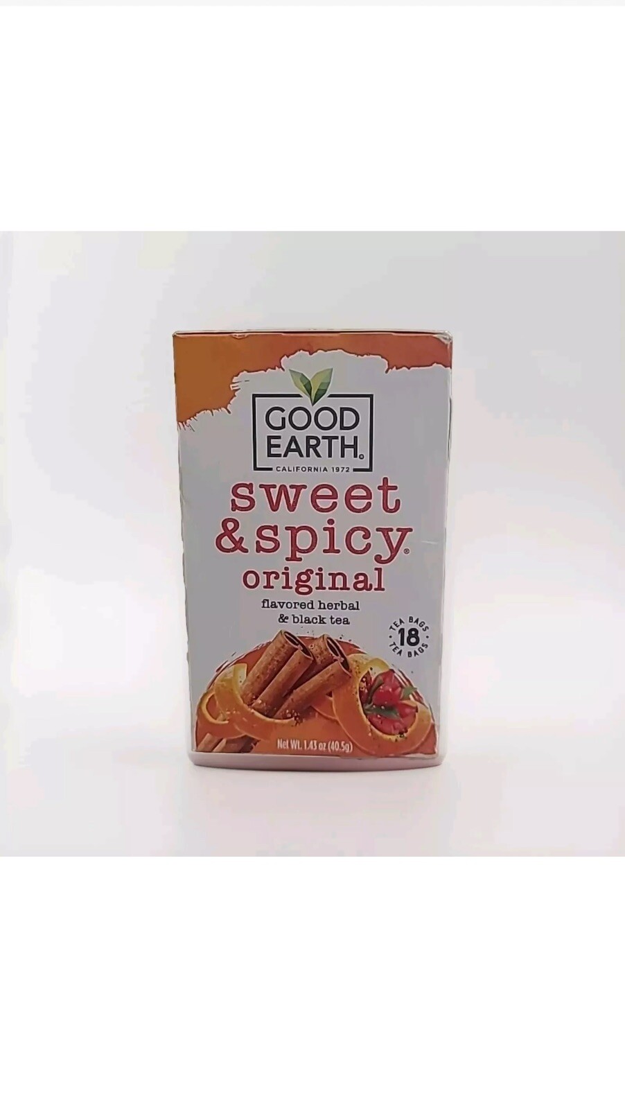 Good Earth Herbal & Black Tea Blend Original Sweet and Spicy -18 Tea Bags 10/25