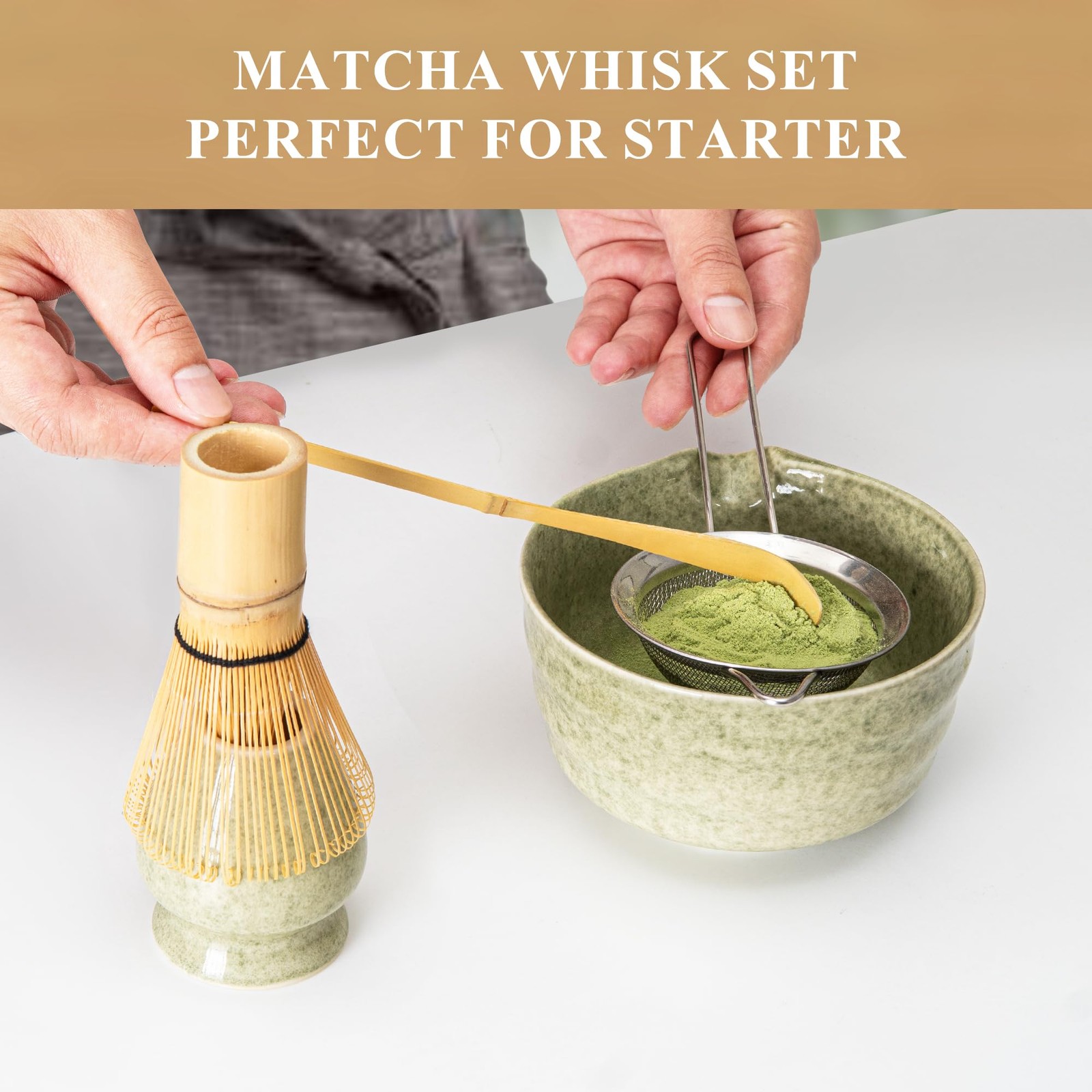 Matcha Kit – Complete Matcha Set with Bamboo Whisk, Bowl with Spout, Scoop