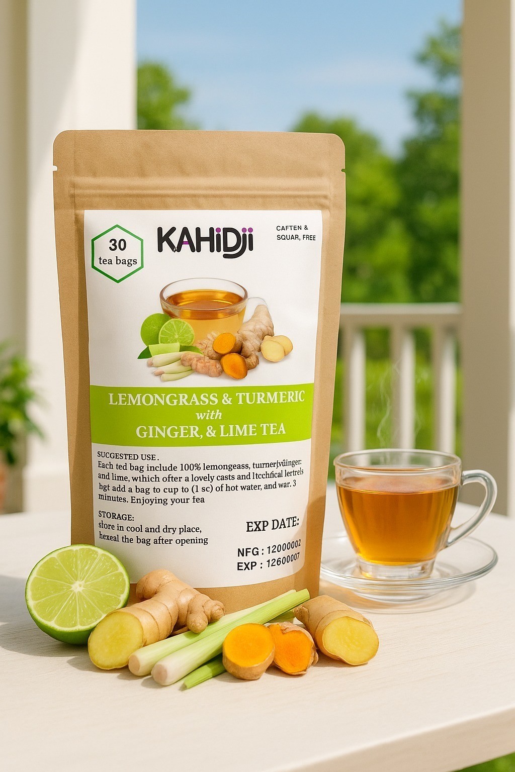 Premium Organic Turmeric Ginger 30 Tea bags Raw Herbal -1