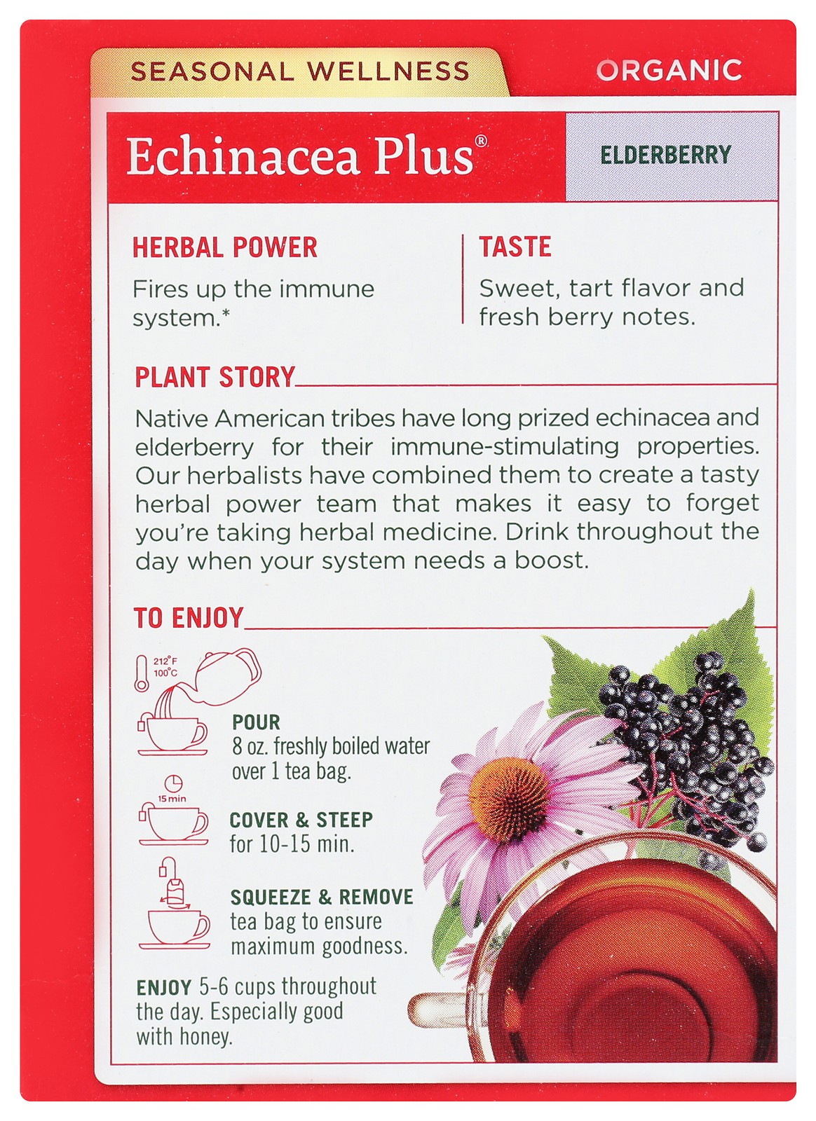 Traditional Medicinals Organic Echinacea Plus Elderberry Herbal Tea 16 3 Pack