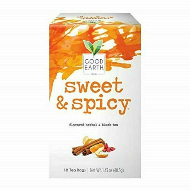 Good Earth Herbal & Black Tea, Sweet & Spicy, 18 Count 18 (Pack of 6)