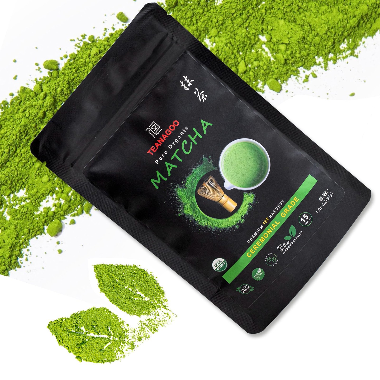TEANAGOO Matcha Powder Ceremonial Grade, Premium Green Tea for Latte/Breakfas…