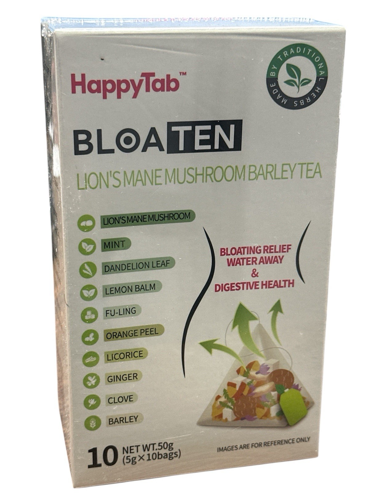 HappyTab BLOATEN Lion’s Mane Mushroom Barley Tea 5g X 10 Bags / Digestive Health
