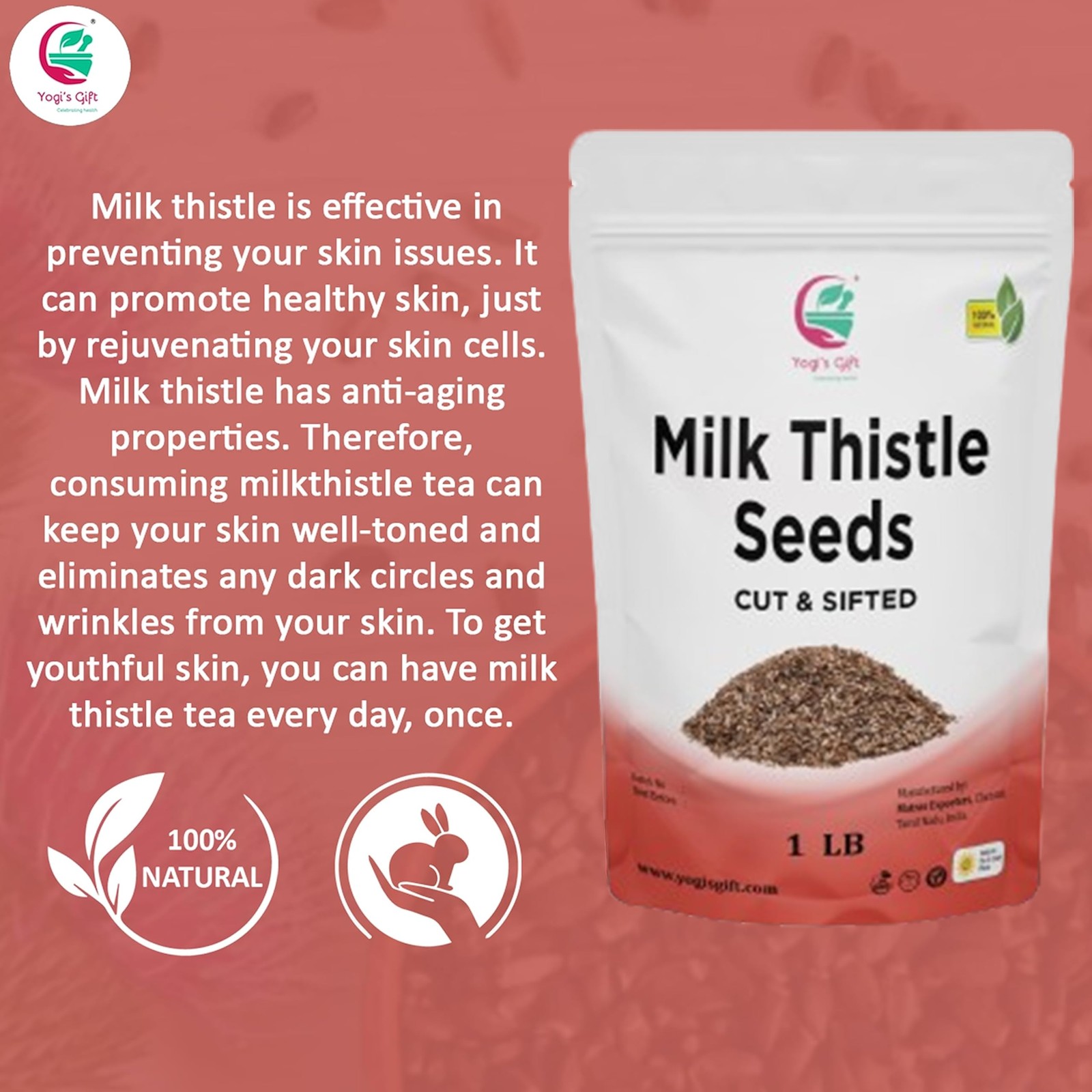 Milk Thistle Tea Seeds 1 LB, Cut and Sifted, 100% Natural for Herbal Tea, DIY…