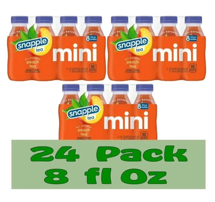 Snapple Peach, 8 Fl oz Mini Plastic Bottles (Pack of 24)