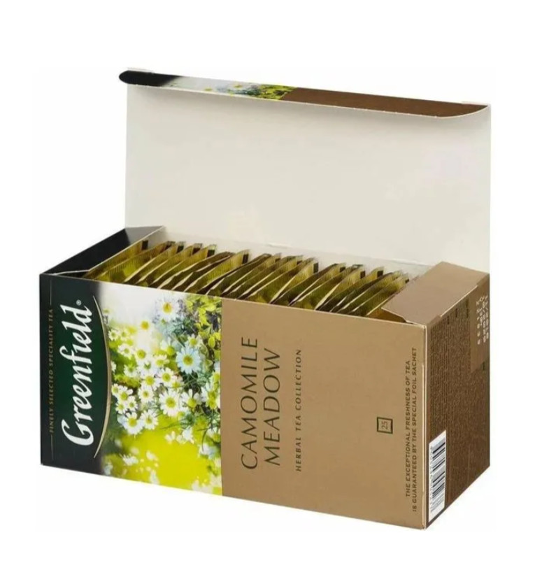 GREENFIELD Tea CHAMOMILE MEADOW HERBAL 25 TEA BAGS RF Made in Russia NO GMO*3 pc