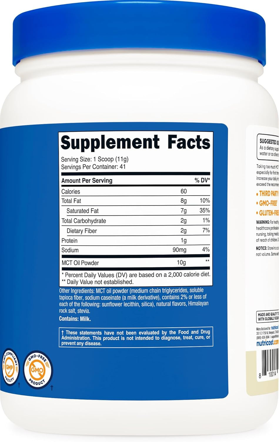 Nutricost Premium MCT Oil Powder (1 LB, Vanilla) – Best 1 Pound (Pack of 1)