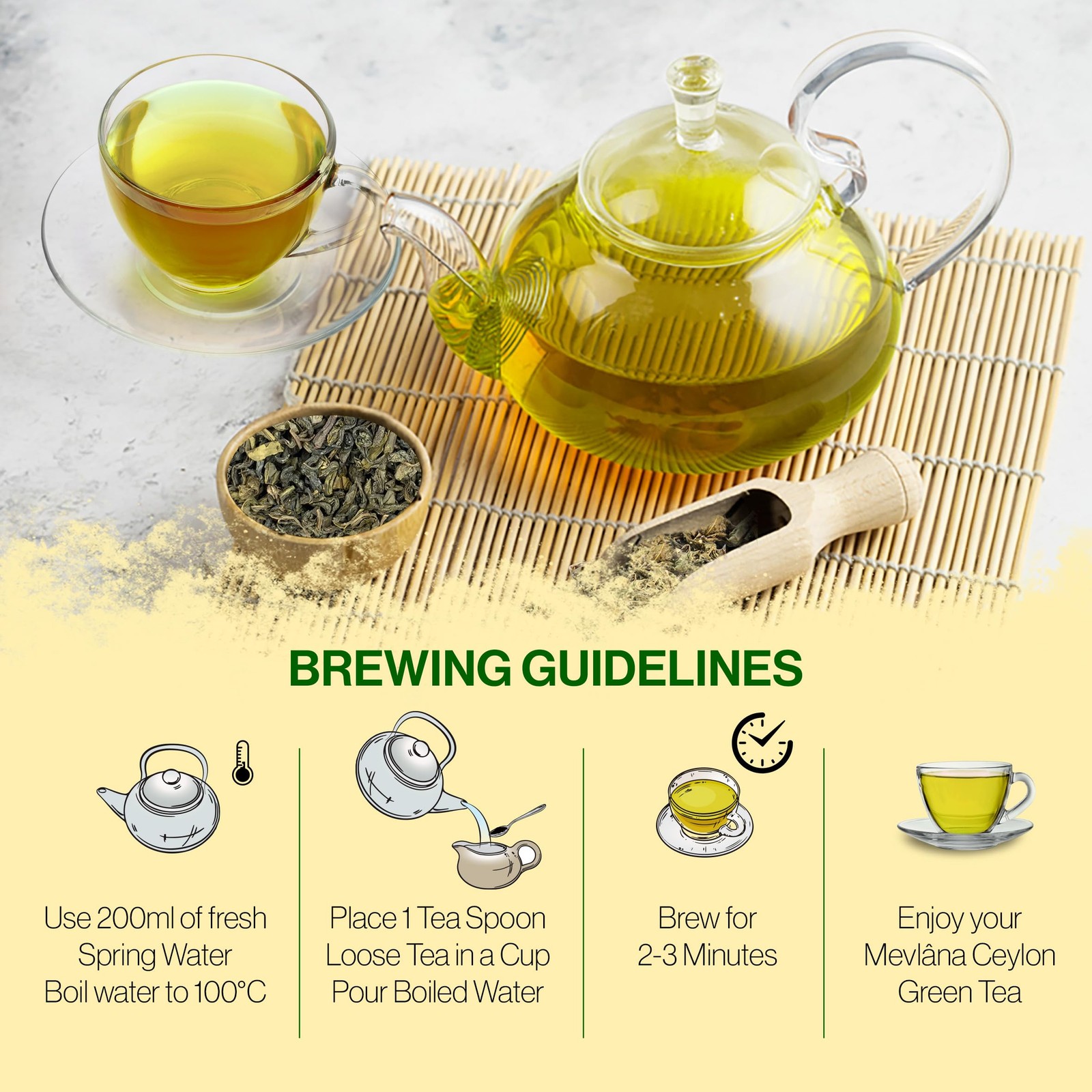 MEVLANA – Ceylon Green Tea | Naturally Low in Caffeine Content | Finest Taste…