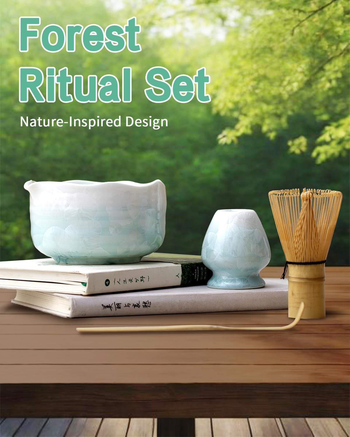 Natural Crystal Flower Matcha Set – 4 Pcs Food Grade Matcha Kit with Spouted