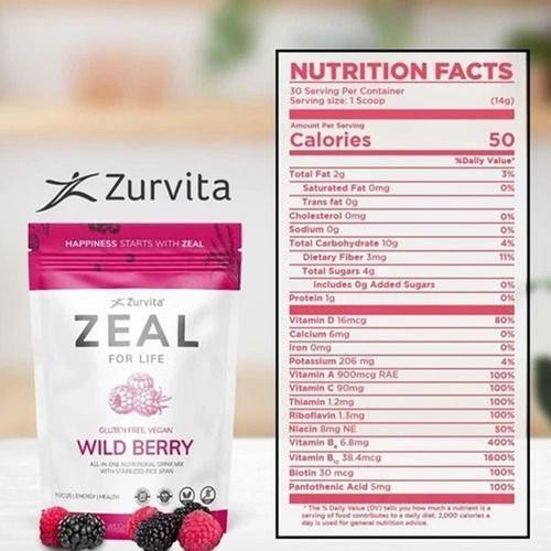 Zurvita Zeal For Life – 30-Day Wellness Bag (Wild Berry Flavor) – 420g FRESH