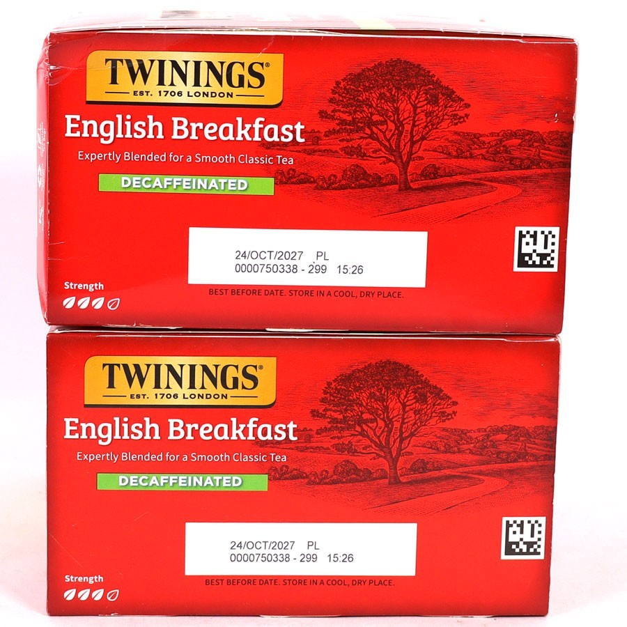 Twinings, English Breakfast, Decaffeinated 50 Tea Bags, 2 Boxes, Best By: 10/27