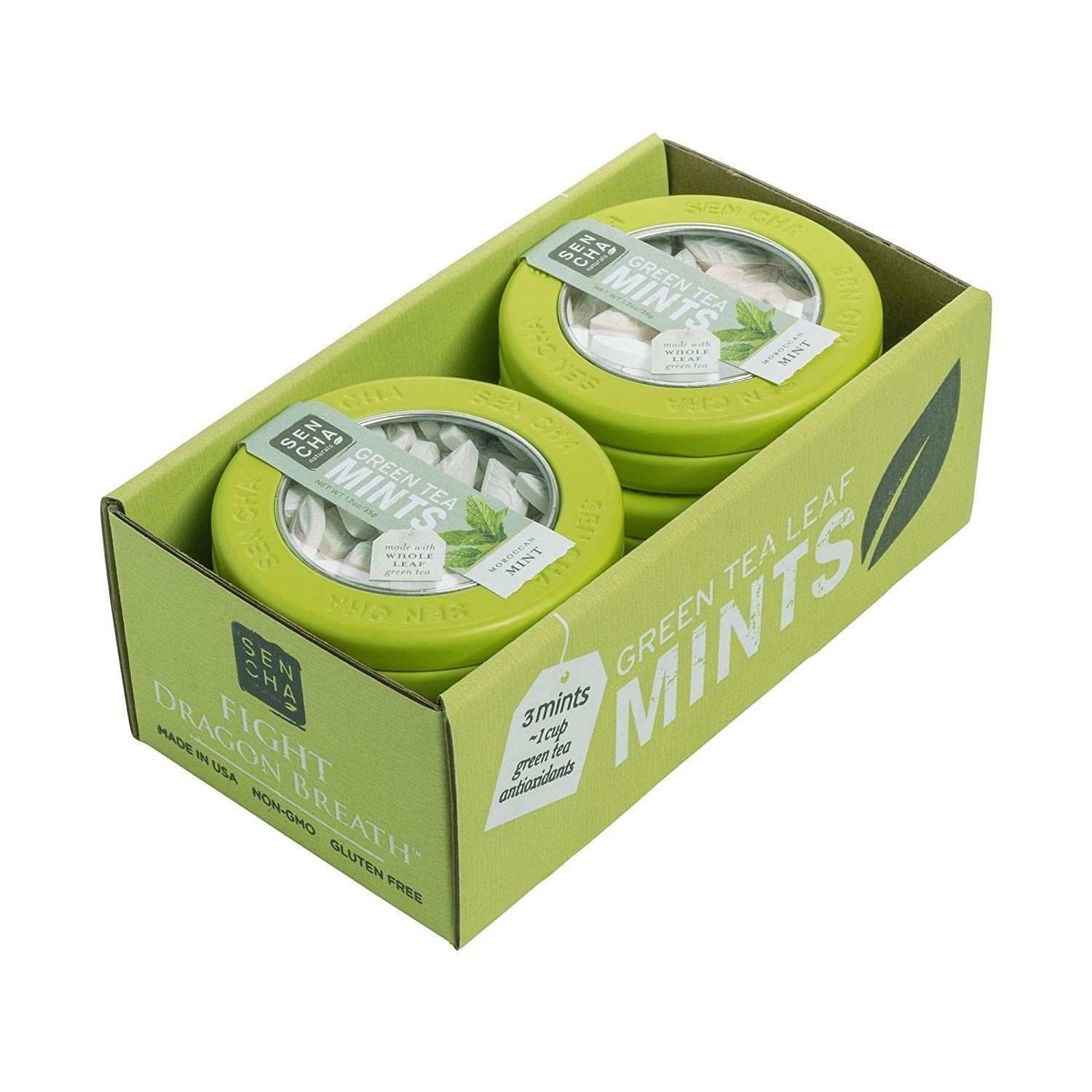 SEN CHA Naturals Green Tea Mints, Moroccan Mint, 1.2 oz x 6^