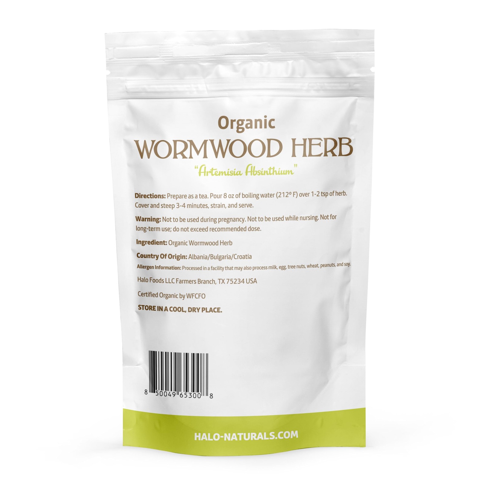 Organic Wormwood Herb Tea, 4oz – USDA Certified, Non-GMO, Vegan, Resealable USA