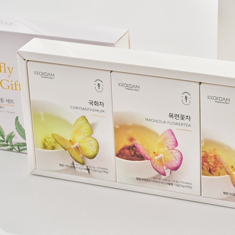 Kkokdam Butterfly Tea Bag Gift Set-Yellow (3 flavor*3ea)